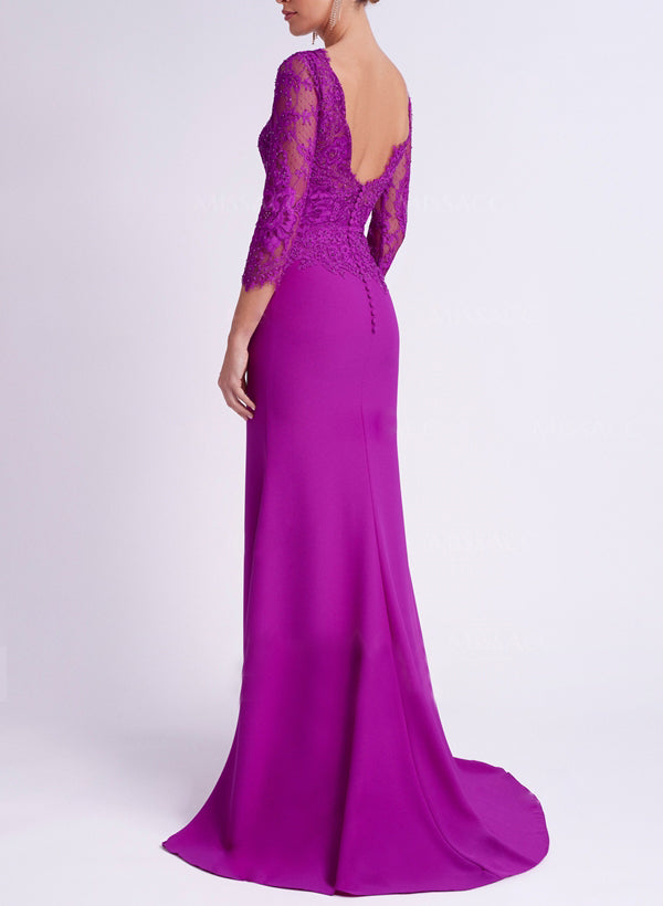 Long Sleeved Lace Mother of the Bride Dresses in Trumpet Mermaid Silhouette