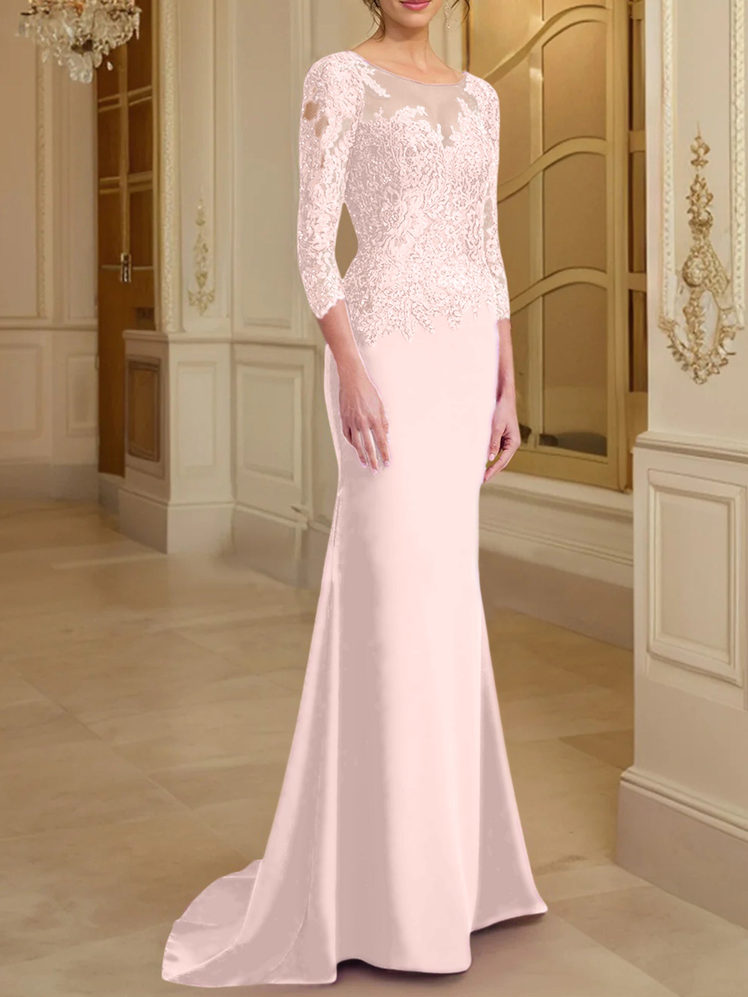 Long Sleeved Lace Mother of the Bride Dresses in Trumpet Mermaid Silhouette