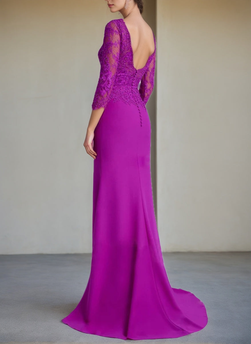 Long Sleeved Lace Mother of the Bride Dresses in Trumpet Mermaid Silhouette