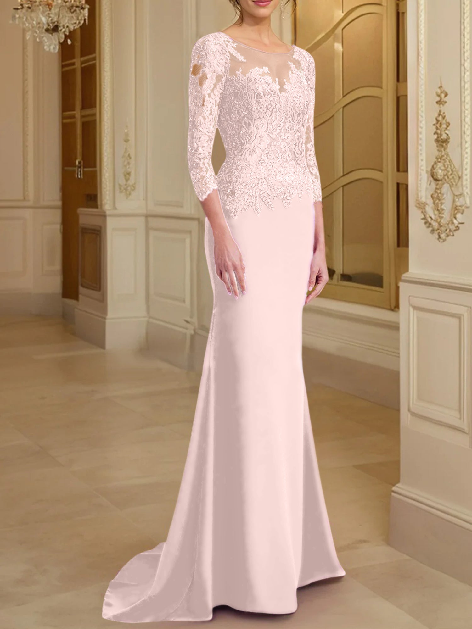Long Sleeved Lace Mother of the Bride Dresses in Trumpet Mermaid Silhouette