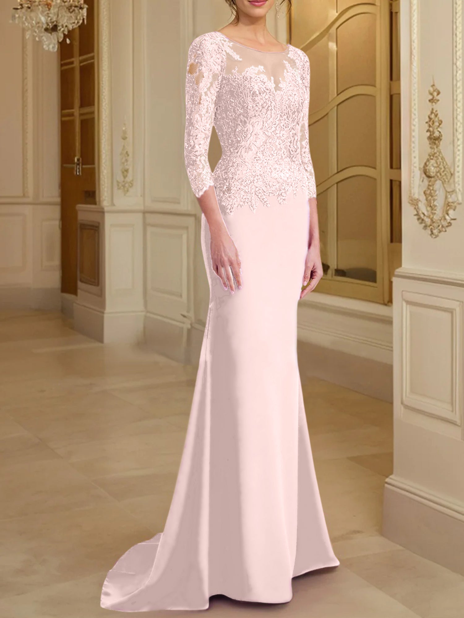 Long Sleeved Lace Mother of the Bride Dresses in Trumpet Mermaid Silhouette