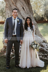 Long Sleeves A Line Wedding Dress Lace Bridal Gown