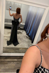 Mermaid Prom Dress Black Corset Long Formal Dress With Pearls