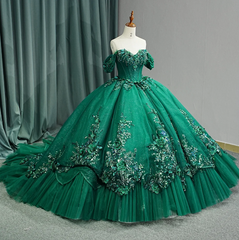 Luxury Green Organza Quinceanera Dress Ball Gown Sweet 16 Dress