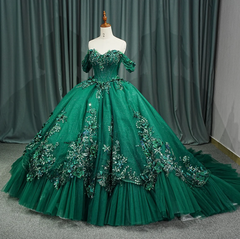 Luxury Green Organza Quinceanera Dress Ball Gown Sweet 16 Dress