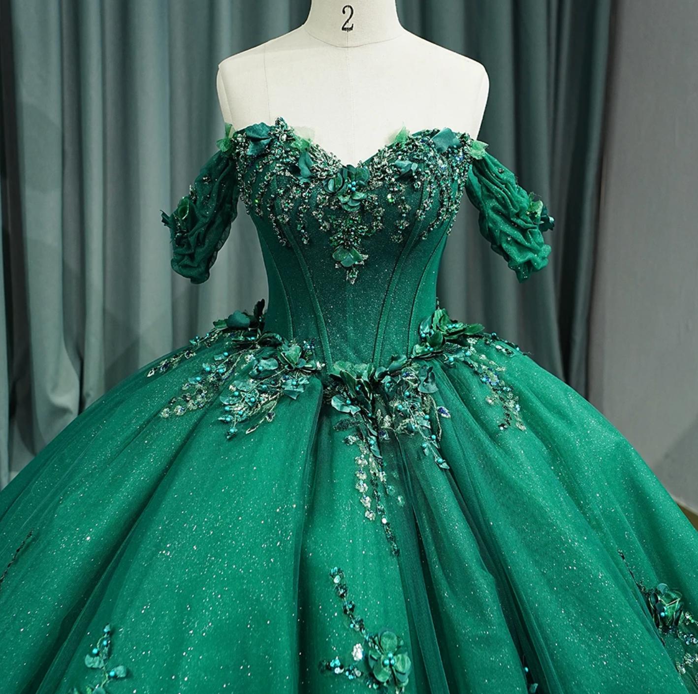 Luxury Green Organza Quinceanera Dress Ball Gown Sweet 16 Dress
