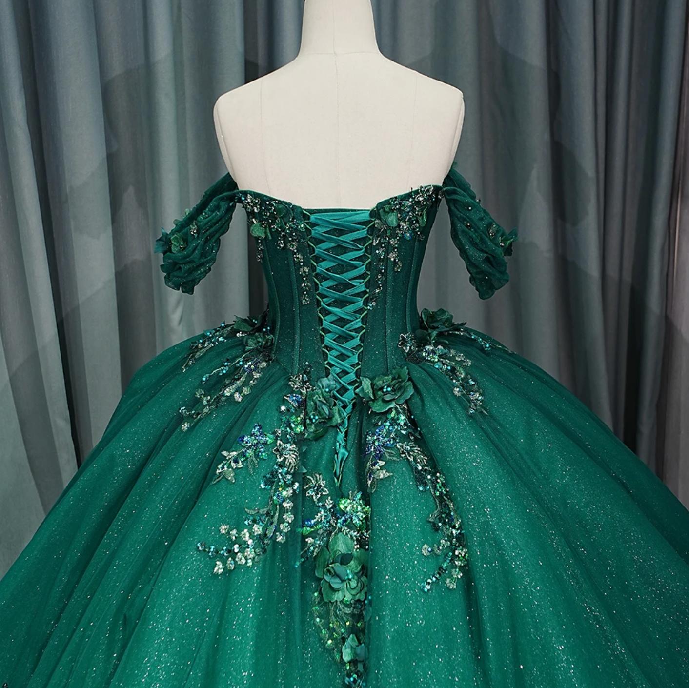 Luxury Green Organza Quinceanera Dress Ball Gown Sweet 16 Dress