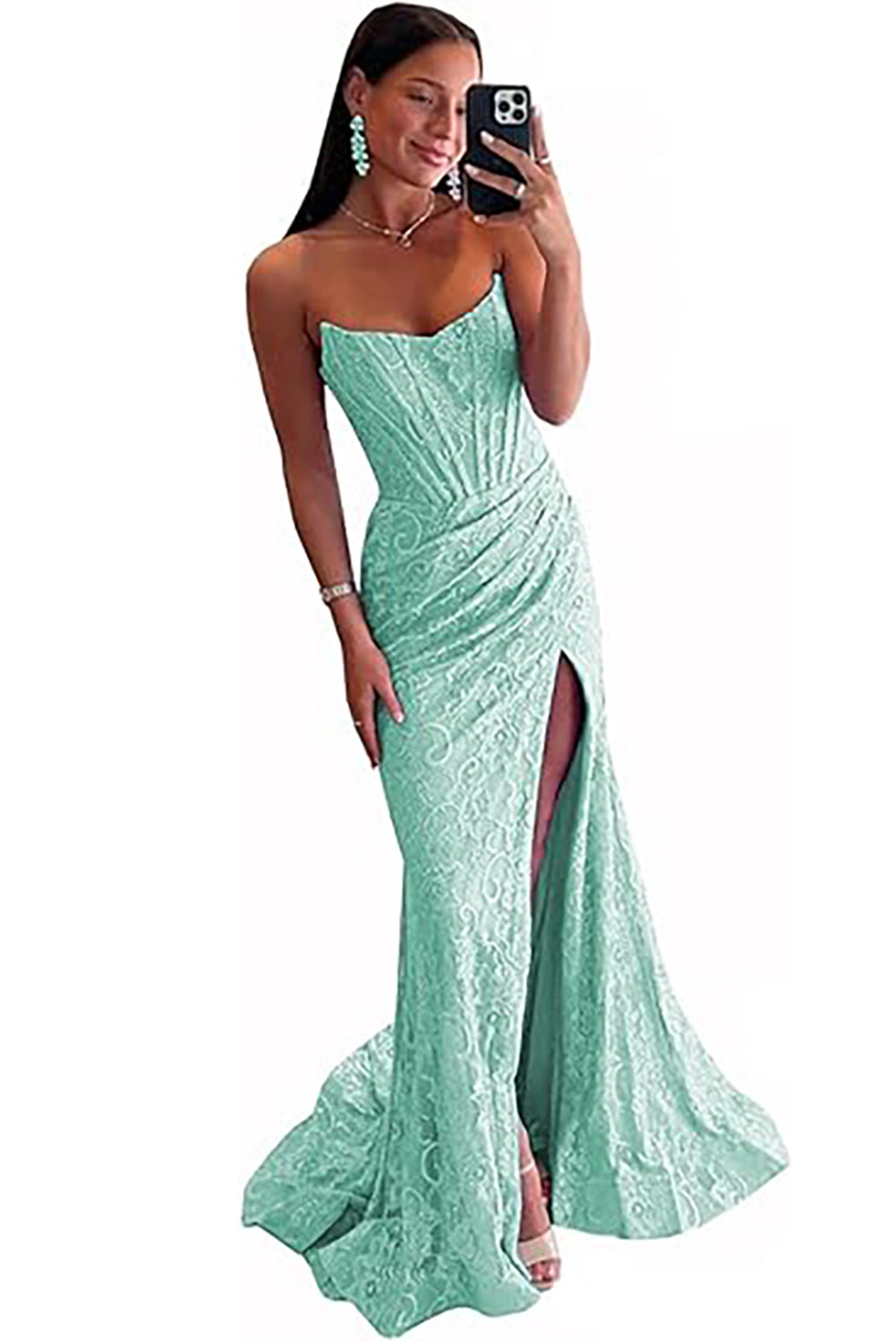 Mermaid Black Prom Dress Strapless Corset Formal Dress With Appliques