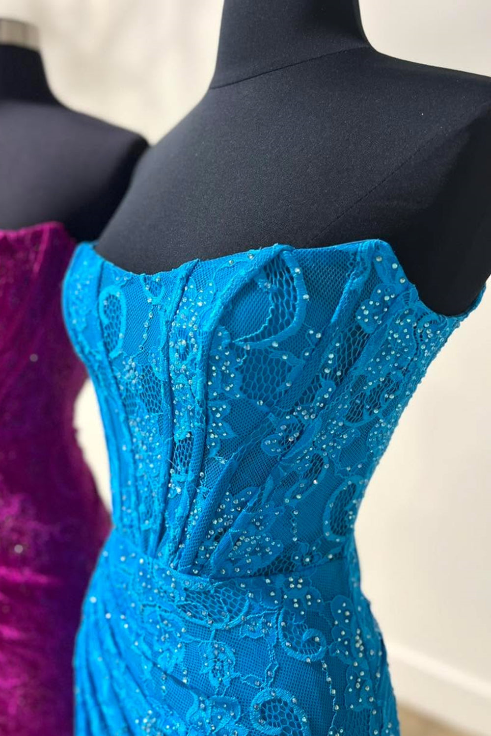 Mermaid Black Prom Dress Strapless Corset Formal Dress With Appliques