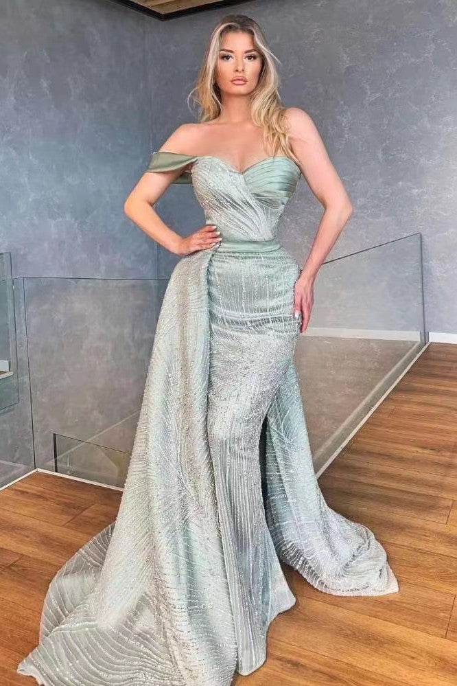 Mermaid Green Prom Dress One Shoulder Sequined Formal Dress