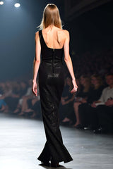 Mermaid Long Black Wedding Guest Dress One Shoulder Gala Dress