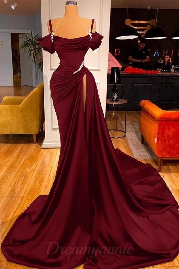 Mermaid Prom Dress Off The Shoulder Ruffles With High Split