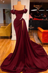 Mermaid Prom Dress Off The Shoulder Ruffles With High Split