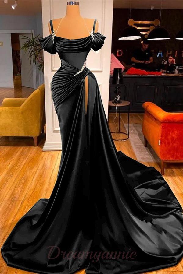 Mermaid Prom Dress Off The Shoulder Ruffles With High Split