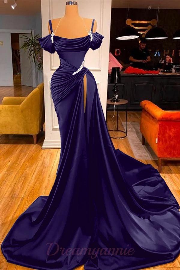 Mermaid Prom Dress Off The Shoulder Ruffles With High Split