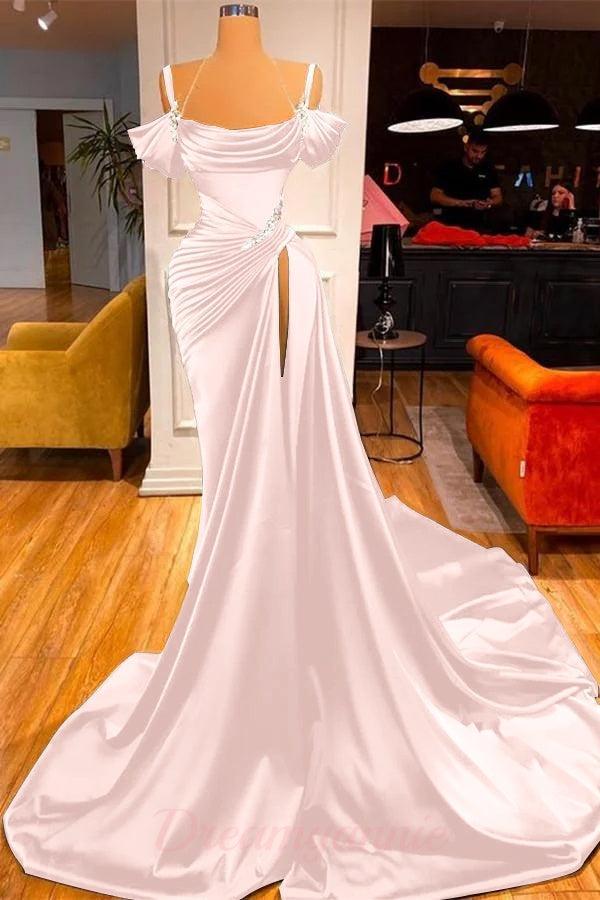 Mermaid Prom Dress Off The Shoulder Ruffles With High Split