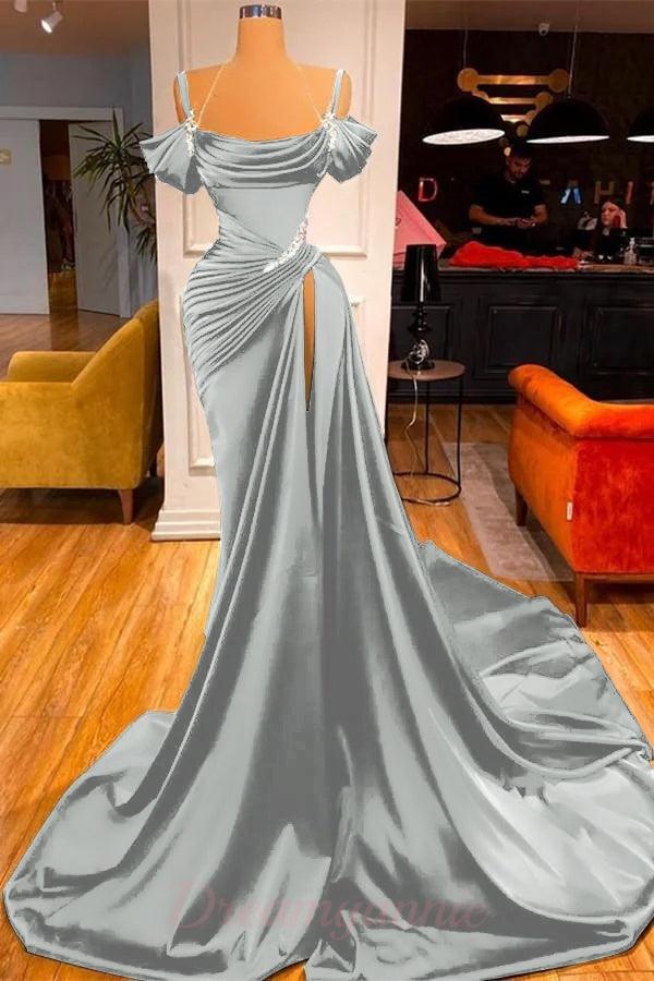 Mermaid Prom Dress Off The Shoulder Ruffles With High Split