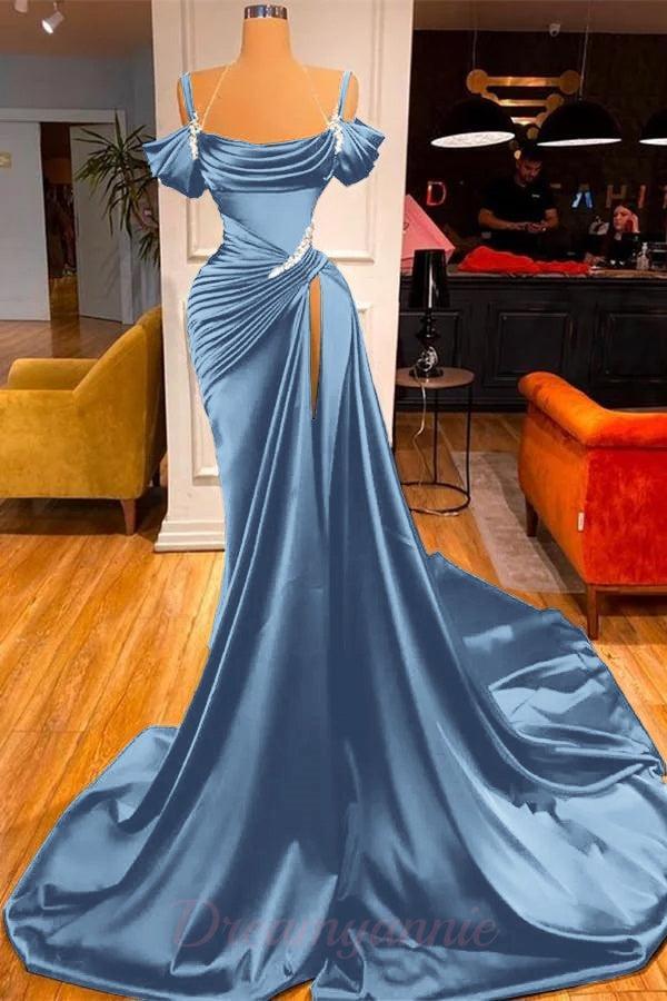 Mermaid Prom Dress Off The Shoulder Ruffles With High Split