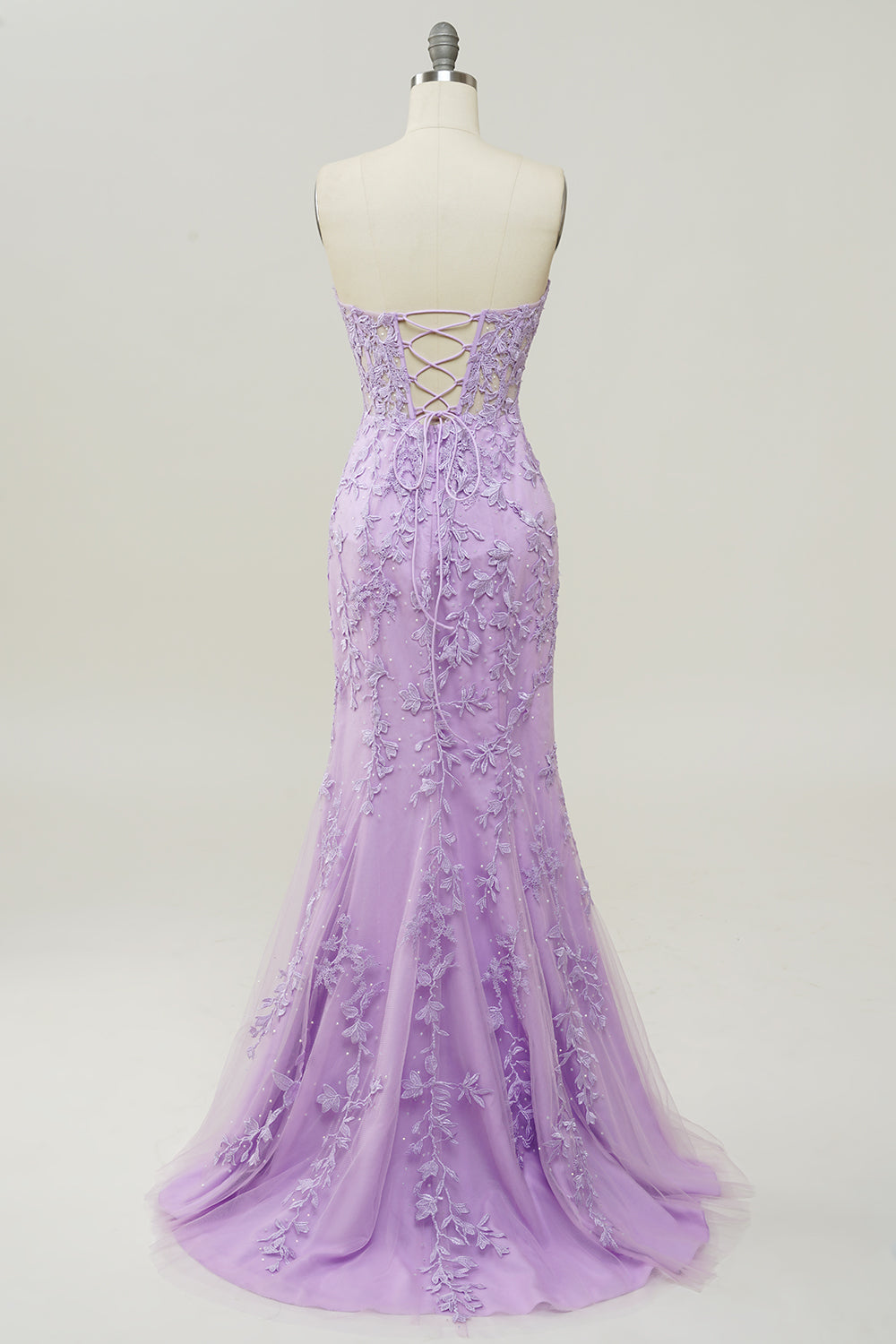 Mermaid Prom Dress Purple Sweetheart Evening Dress With Appliques