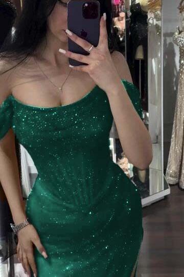 Mermaid Prom Dress Sequined Off the Shoulder Formal Dress