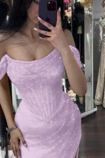 Mermaid Prom Dress Sequined Off the Shoulder Formal Dress