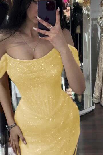 Mermaid Prom Dress Sequined Off the Shoulder Formal Dress