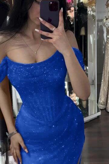 Mermaid Prom Dress Sequined Off the Shoulder Formal Dress