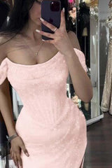 Mermaid Prom Dress Sequined Off the Shoulder Formal Dress
