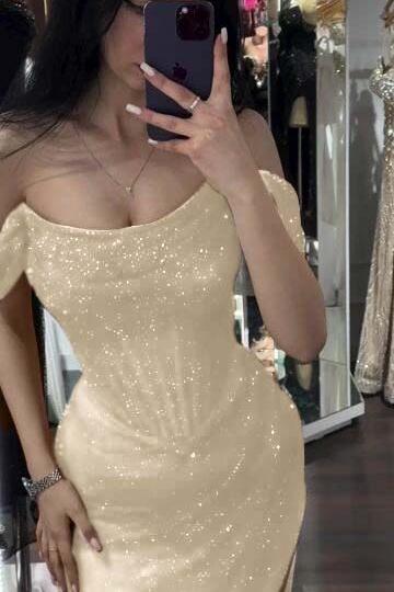 Mermaid Prom Dress Sequined Off the Shoulder Formal Dress