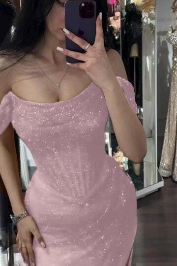 Mermaid Prom Dress Sequined Off the Shoulder Formal Dress
