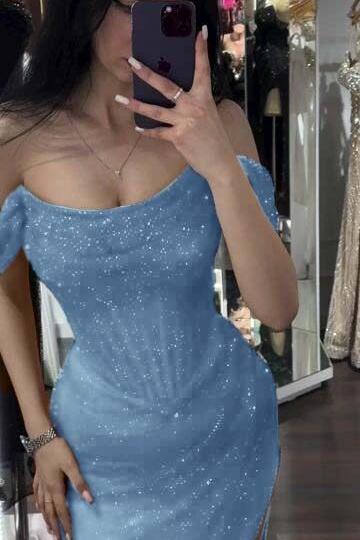 Mermaid Prom Dress Sequined Off the Shoulder Formal Dress