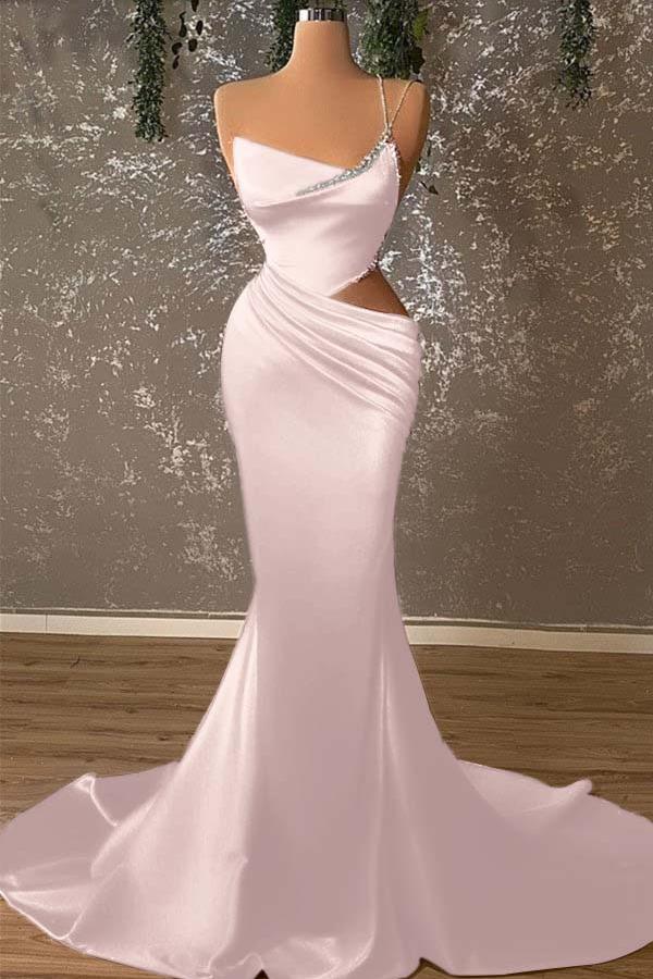 Mermaid Prom Dress Sleeveless One Shoulder Beaded Formal Dress