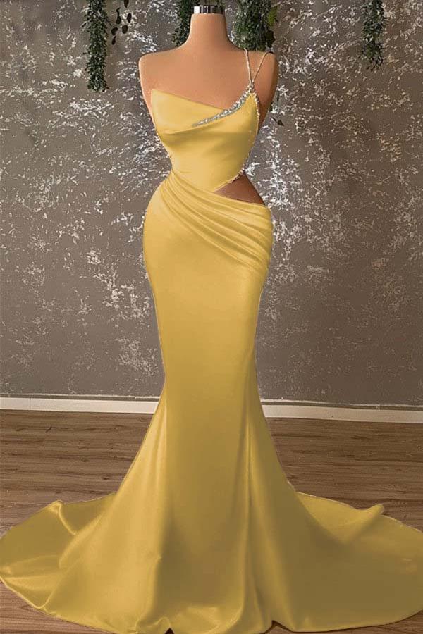 Mermaid Prom Dress Sleeveless One Shoulder Beaded Formal Dress
