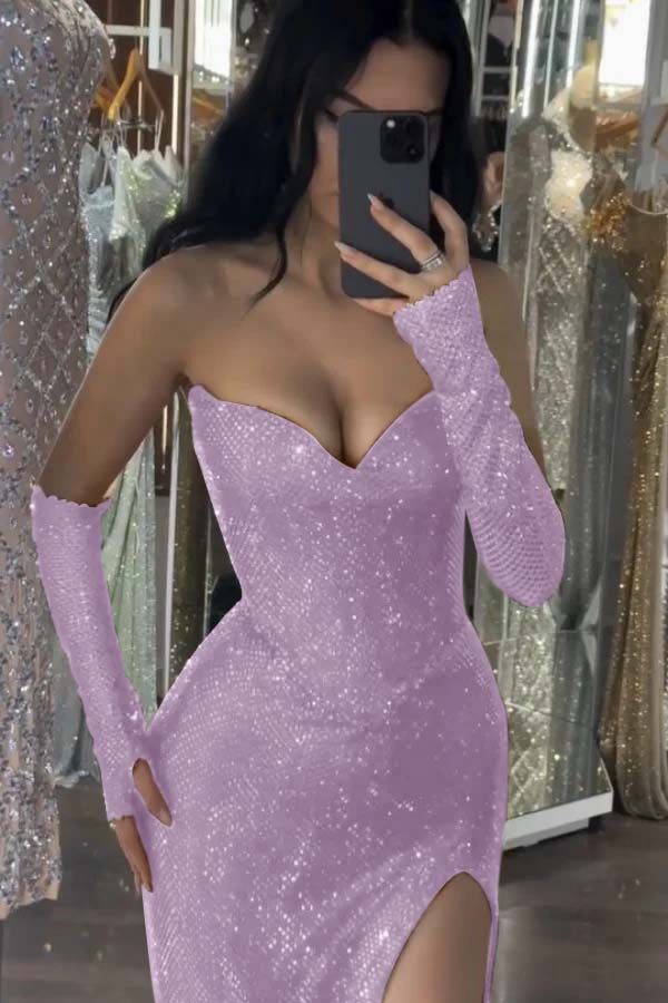 Mermaid Prom Dress Sleeveless Sequined Sweetheart Formal Dress