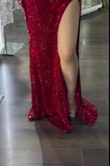Mermaid Prom Dress Sleeveless Sequined Sweetheart Formal Dress