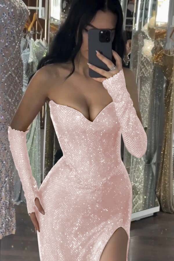 Mermaid Prom Dress Sleeveless Sequined Sweetheart Formal Dress