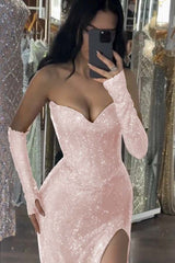 Mermaid Prom Dress Sleeveless Sequined Sweetheart Formal Dress