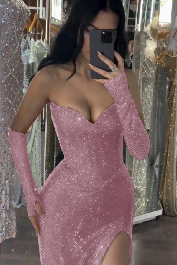 Mermaid Prom Dress Sleeveless Sequined Sweetheart Formal Dress
