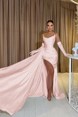 Mermaid Prom Dress Sleeveless Strapless Satin Formal Dress