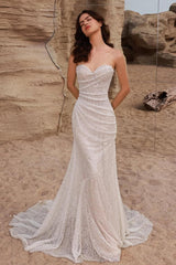 Mermaid Prom Dress Sleeveless Sweetheart Beaded Formal Dress