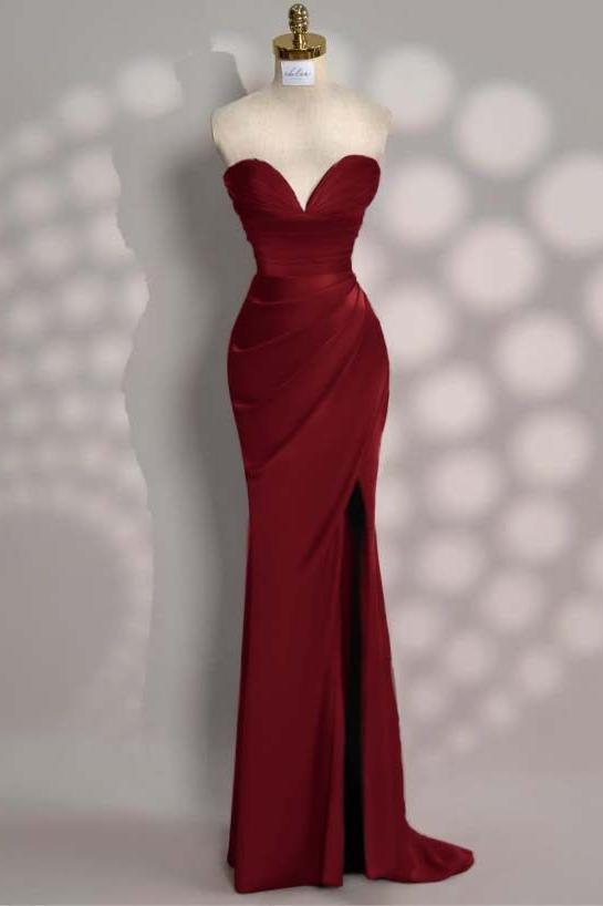 Mermaid Prom Dress Sleeveless Sweetheart Satin Formal Dress