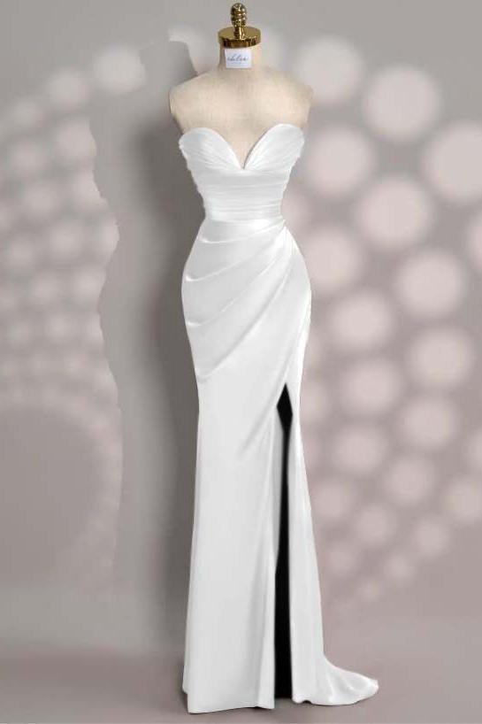 Mermaid Prom Dress Sleeveless Sweetheart Satin Formal Dress