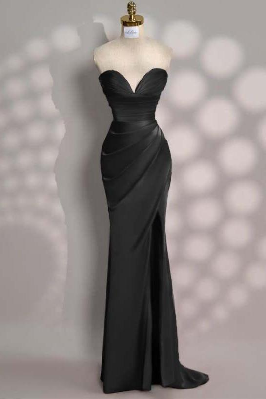 Mermaid Prom Dress Sleeveless Sweetheart Satin Formal Dress