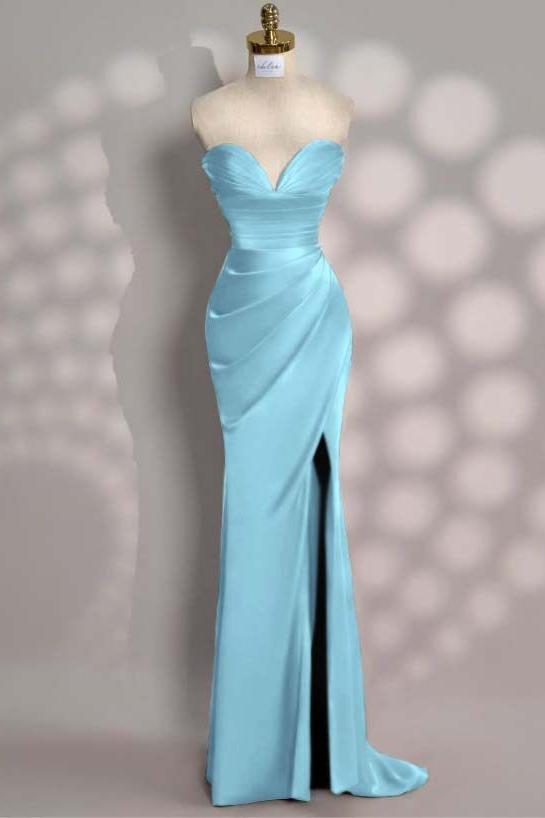 Mermaid Prom Dress Sleeveless Sweetheart Satin Formal Dress