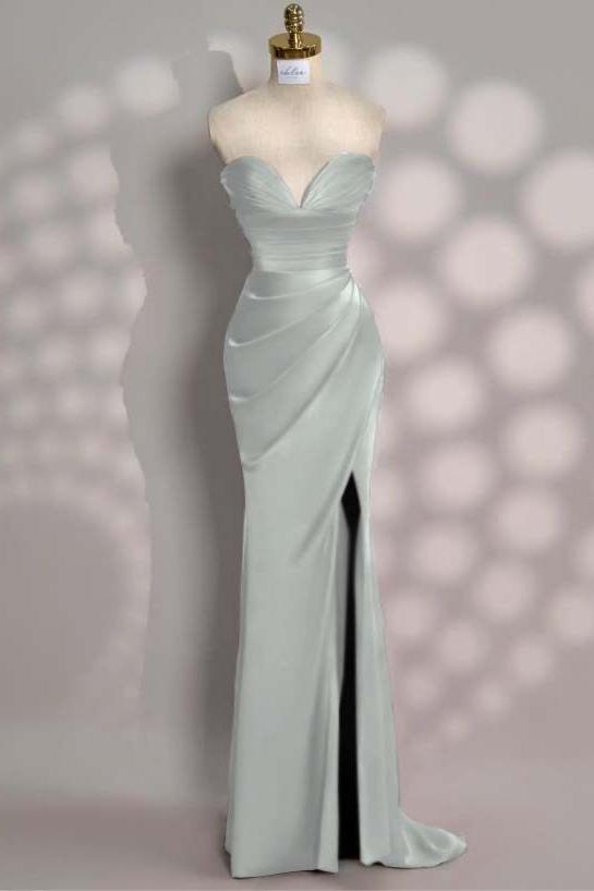 Mermaid Prom Dress Sleeveless Sweetheart Satin Formal Dress