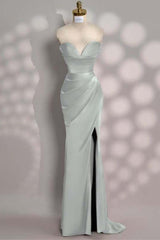 Mermaid Prom Dress Sleeveless Sweetheart Satin Formal Dress