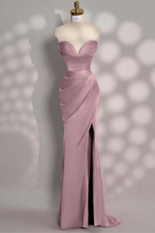 Mermaid Prom Dress Sleeveless Sweetheart Satin Formal Dress