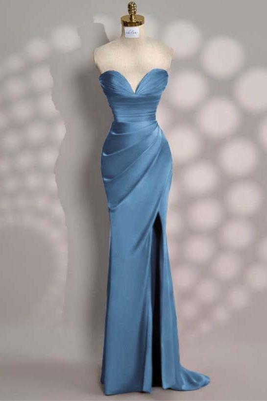 Mermaid Prom Dress Sleeveless Sweetheart Satin Formal Dress