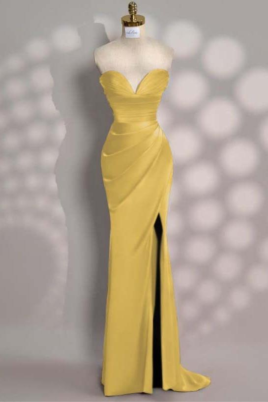 Mermaid Prom Dress Sleeveless Sweetheart Satin Formal Dress