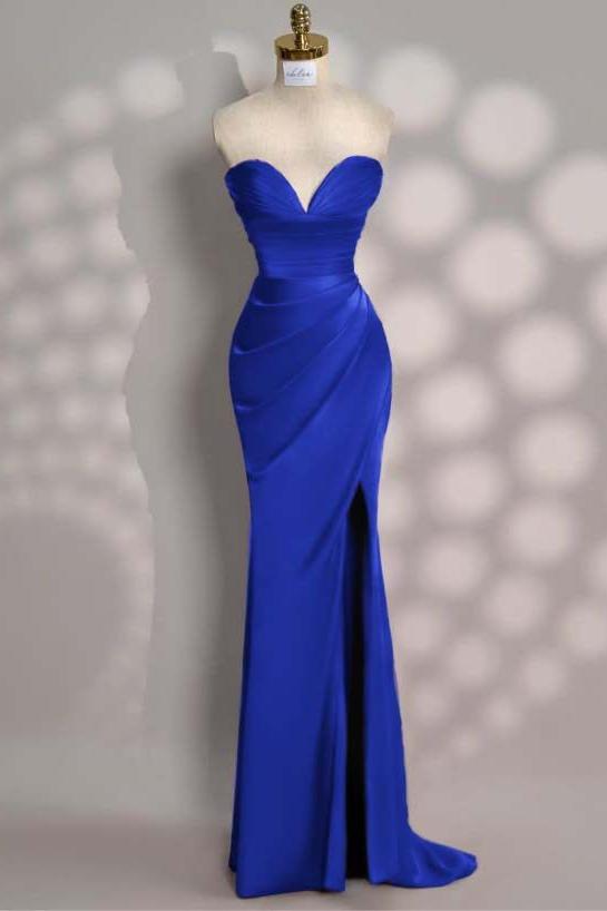 Mermaid Prom Dress Sleeveless Sweetheart Satin Formal Dress